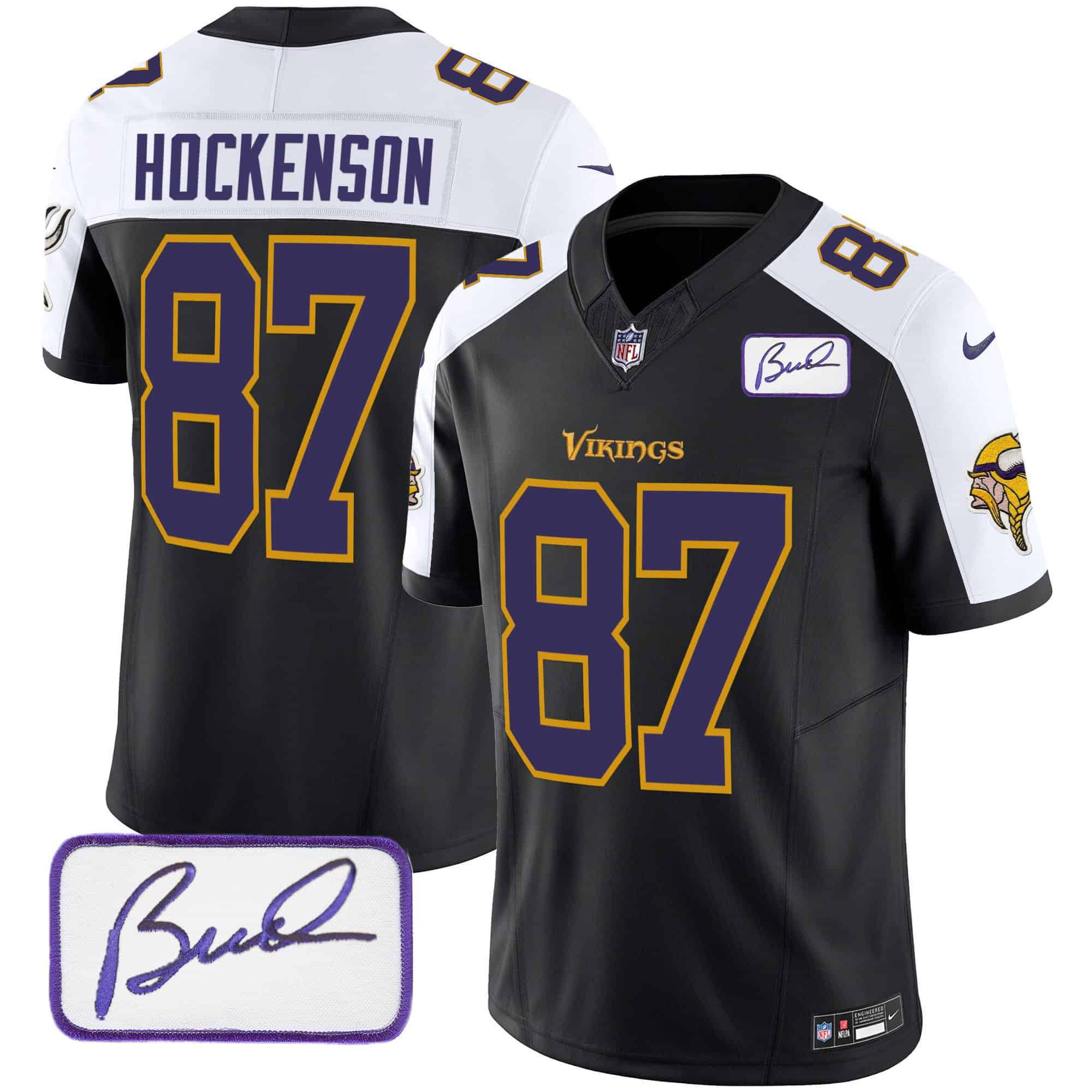 Men Minnesota Vikings #87 Hockenson Black 2024 Nike Bud Grant Patch Classic Limited NFL Jersey style 2->indianapolis colts->NFL Jersey